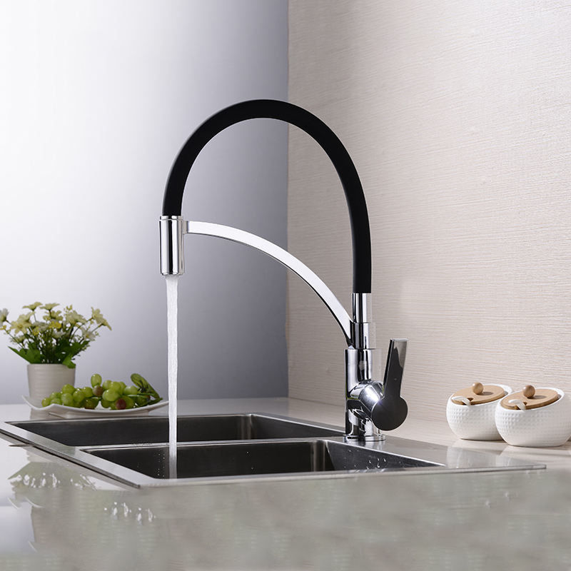 Tuyau coloré flexible chaud et froid de robinet de cuisine de poignée de levier de Chrome