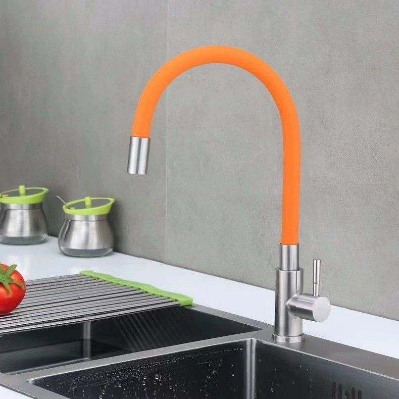 Bec coloré flexible seulement de poignée simple froide de robinet de robinet de la cuisine SUS304
