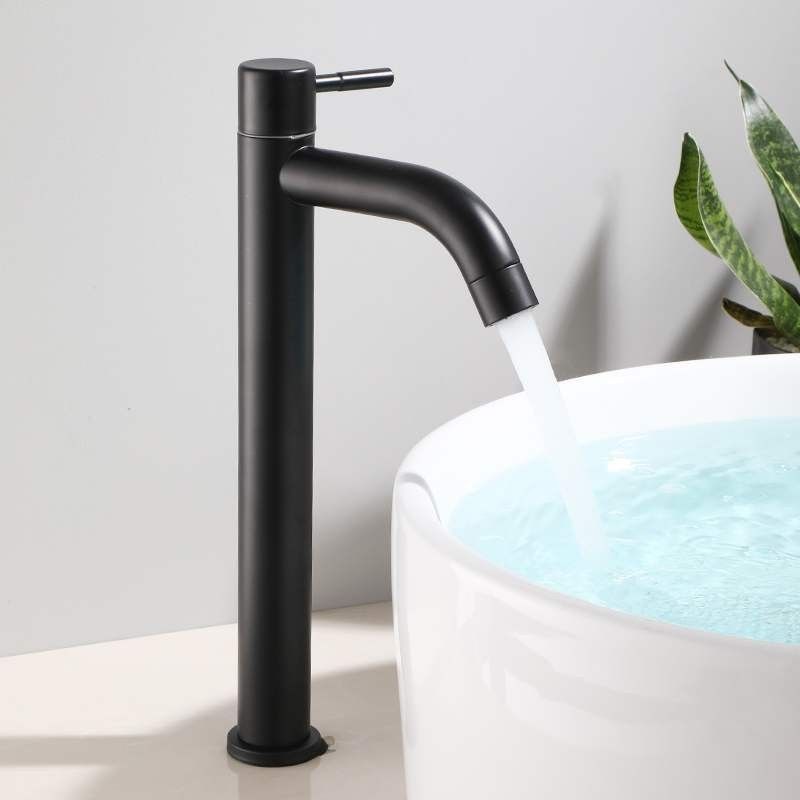 Robinets élégants de salle de bains d'eau froide de navire de Simple-poignée de l'acier inoxydable SUS304 de ventres simples de bassin en Sn Matte Black