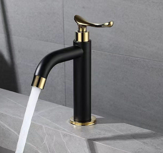 Robinets simples de bassin d'eau froide de salle de bains élégante de navire de l'acier inoxydable SUS304 en Matte Black