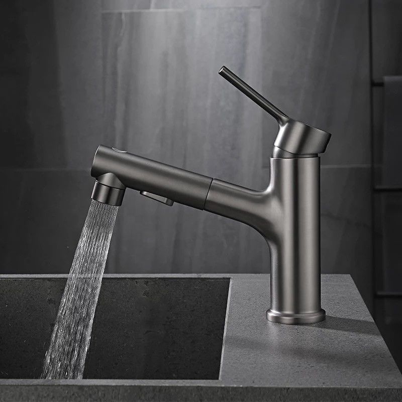 Mélangeur simple de bassin de poignée du trou 360°Swivel simple à coulisse en laiton en Grey Matte Black Gold