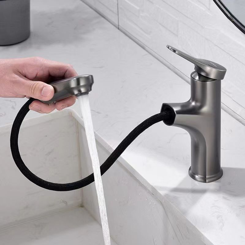 Mélangeur simple de bassin de poignée du trou 360°Swivel simple à coulisse moderne en laiton dans Chrome Matte Black Grey