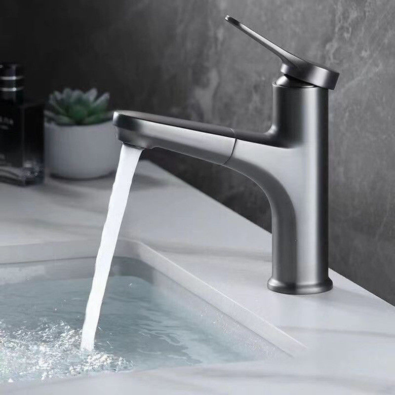 Mélangeur simple de bassin de poignée du trou 360°Swivel simple à coulisse moderne en laiton dans Chrome Matte Black Grey