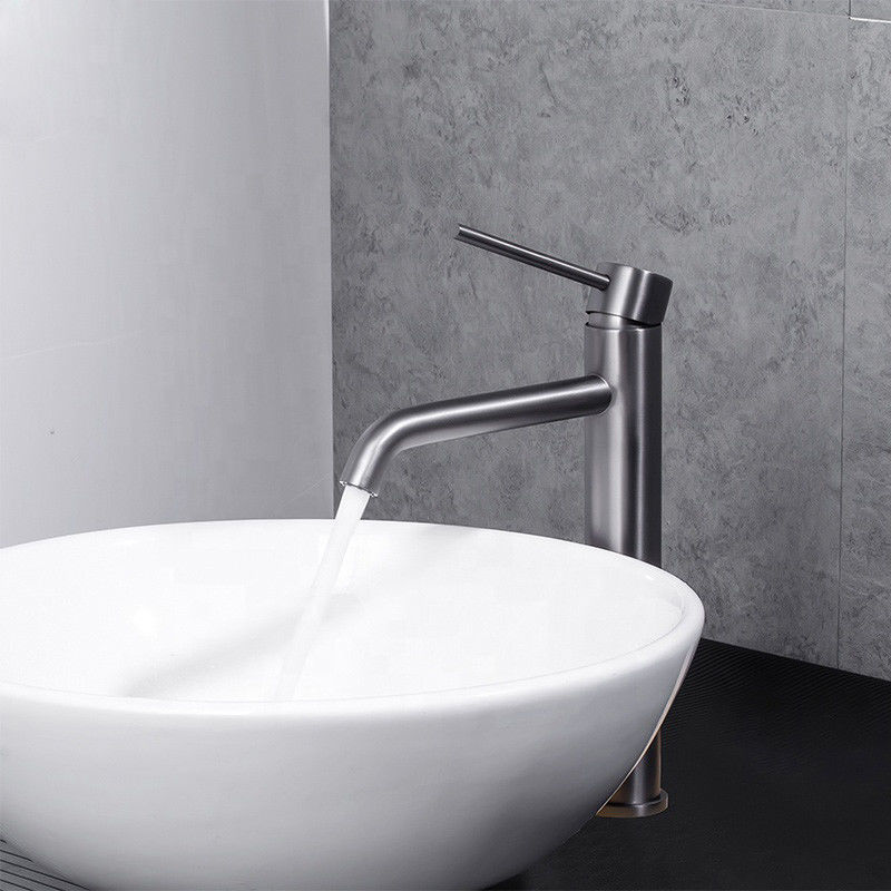 Mélangeur simple de bassin de poignée de trou simple de navire de l'acier inoxydable SUS304 en Grey Matte Black Gold Sn
