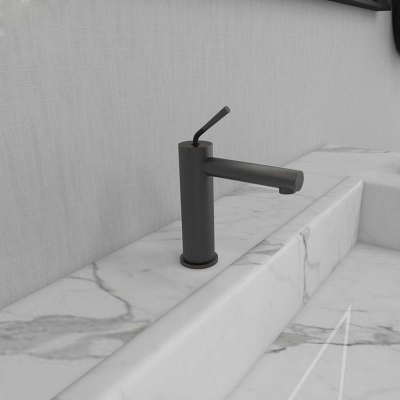 Mélangeur simple de bassin de navire de SN de Matte Black de poignée de robinets de salle de bains du minimaliste SUS304
