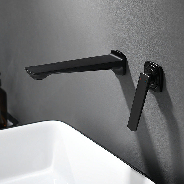 Mélangeur simple fixé au mur moderne en laiton de bassin de poignée en Matte Black Chrome Gold Grey