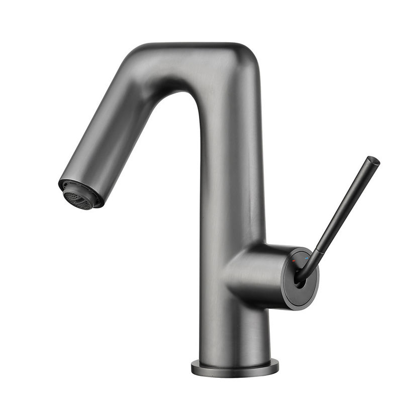 Mélangeur simple de bassin de poignée de trou simple moderne en laiton dans Chrome Matte Black Gold Grey