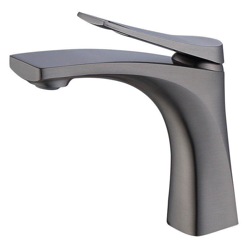 Mélangeur simple de bassin de poignée de trou simple moderne en laiton dans Chrome Matte Black Gold Grey
