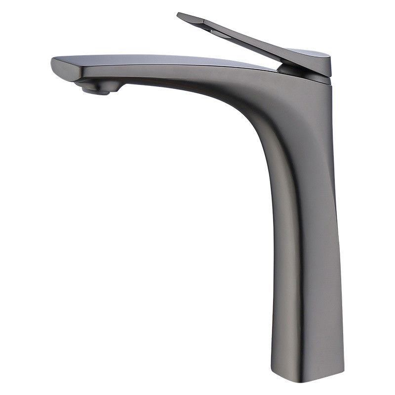 Robinet de mélangeur simple de bassin de poignée de trou simple moderne en laiton de navire dans Chrome Matte Black Gold Grey