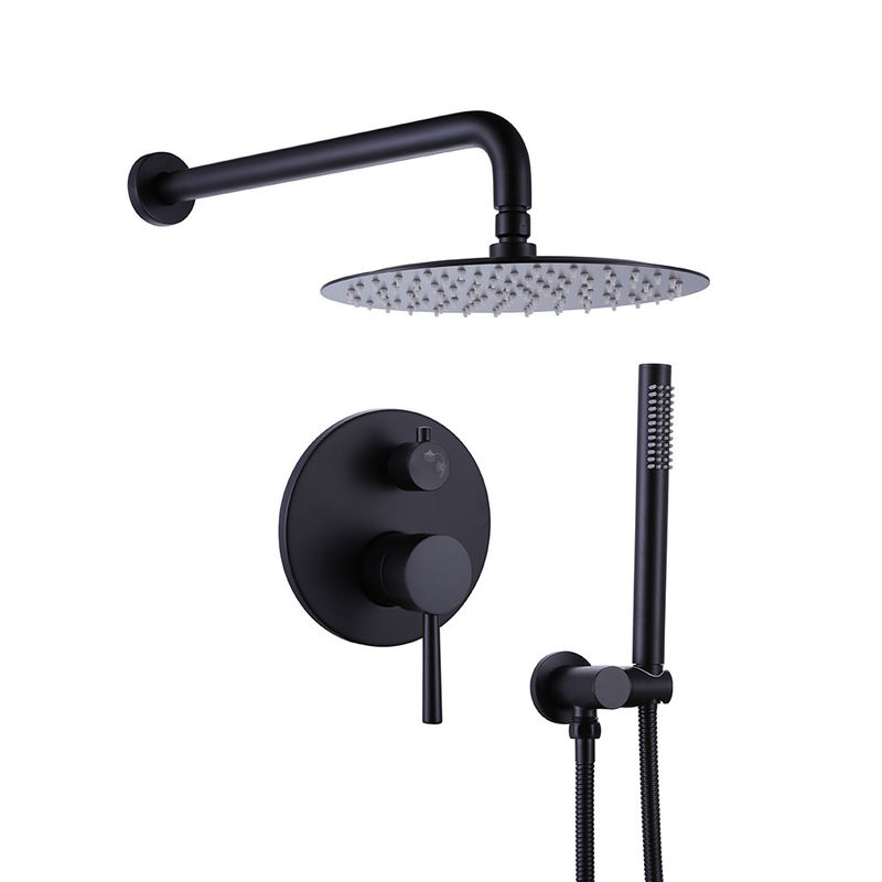 Matte Black Rain Shower Faucets avec la douche de main combinée avec le jet rond de la poignée 1 du pommeau de douche 2