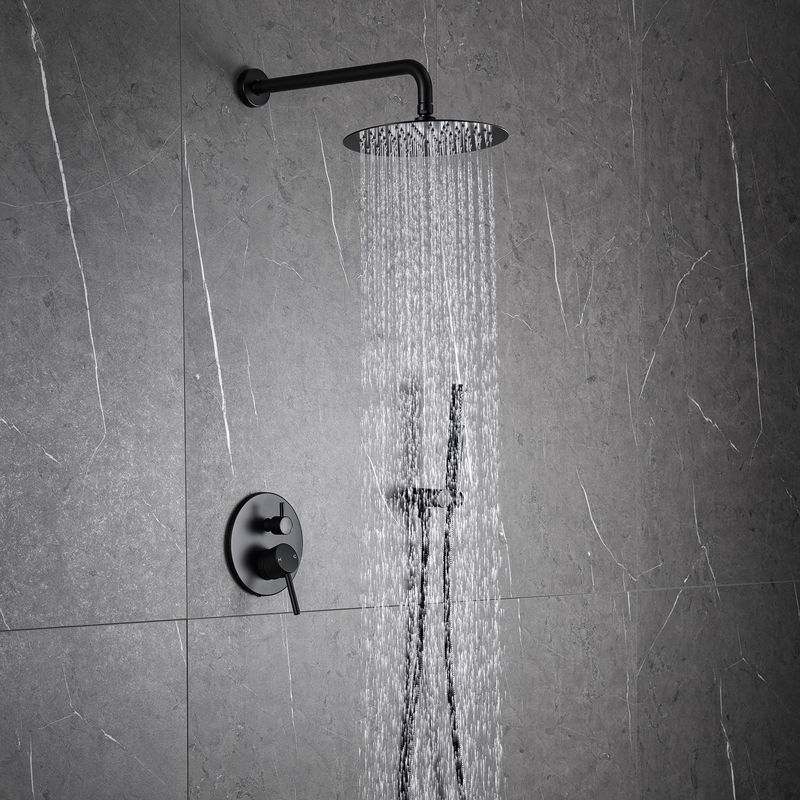 Matte Black Rain Shower Faucets avec la douche de main combinée avec le jet rond de la poignée 1 du pommeau de douche 2