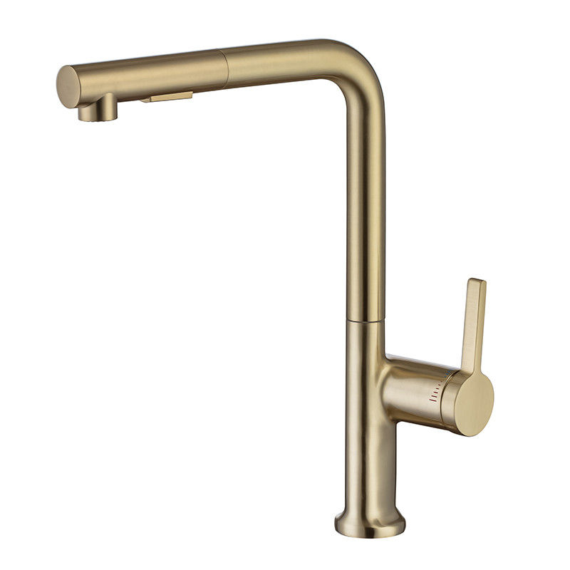 La traction d'or d'appartement de villa en bas du robinet de cuisine avec du nickel de Chrome abaissent le mélangeur d'évier