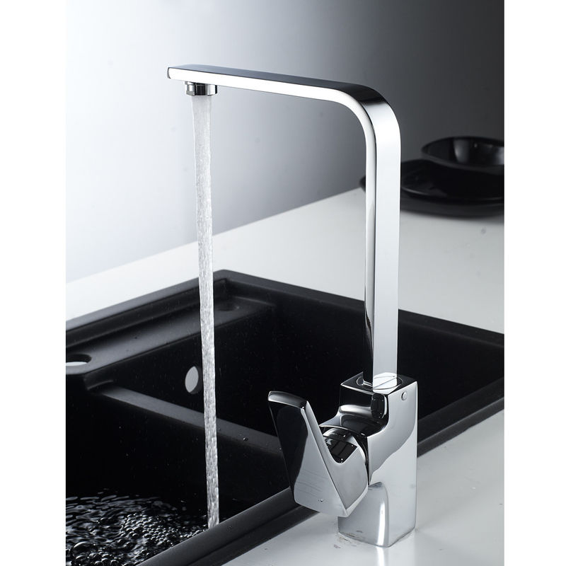 2023 Modern Single Hole Polish lourd mélangeur en fonte carrée robinet noir robinet de cuisine en laiton